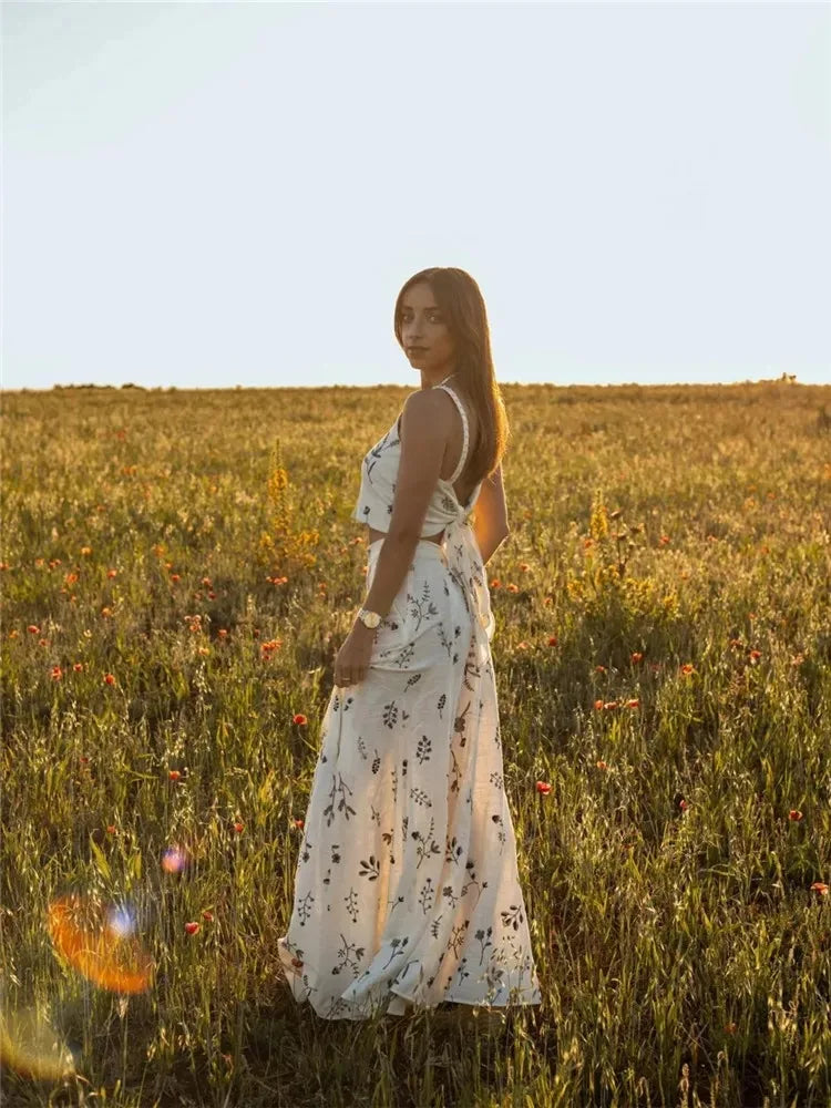 Women's | 2-Piece Set | Sleeveless Top | Long Skirt | Stylish | Chic | Floral Print