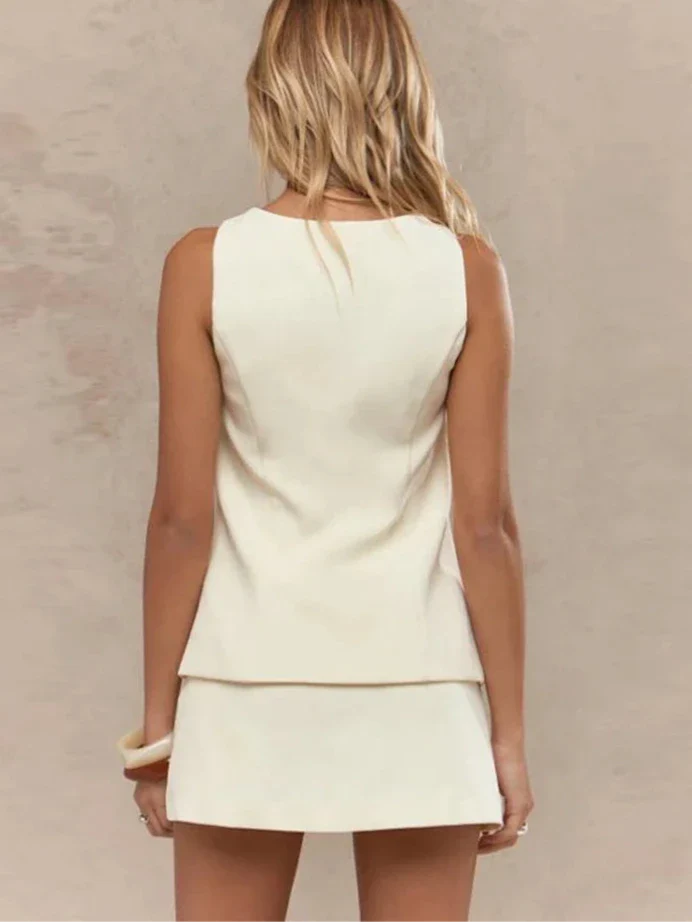 Tiana | Classy Set | Sleeveless Vest | Short Skirt | Fashionable | Comfortable | Elegant