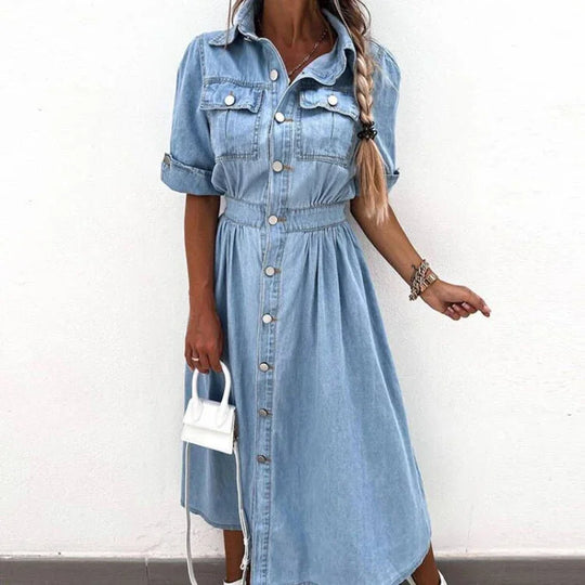Women's denim dress with buttons and pockets