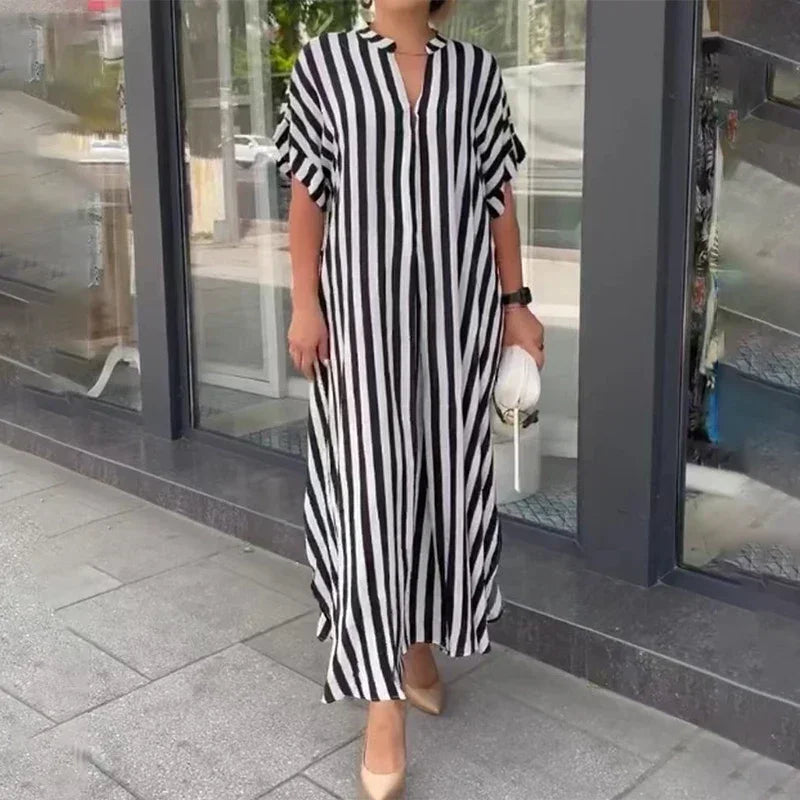Airy Maxi Dress with Stripes