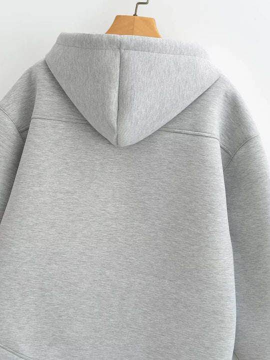 Dames Oversized Zip-Up Hoodie met Trekkoord Capuchon en Zakken