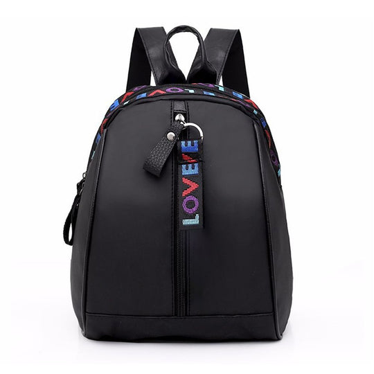Small women's backpack with decorative LOVE strap
