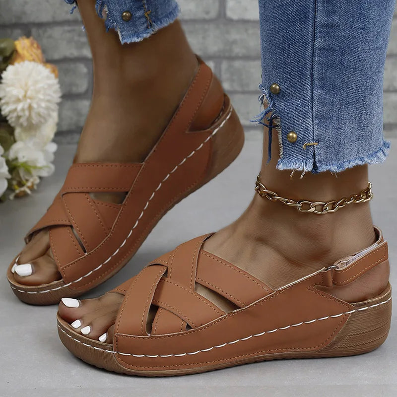 Women's Orthopedic Sandals with Crossing Straps