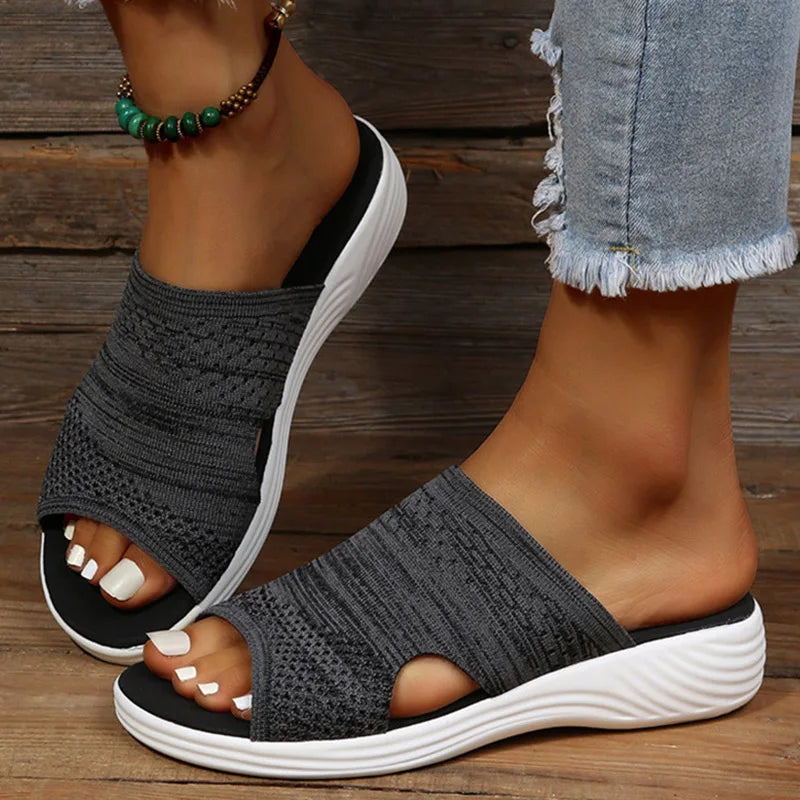 Comfortable women's orthopedic sandals made of elastic material