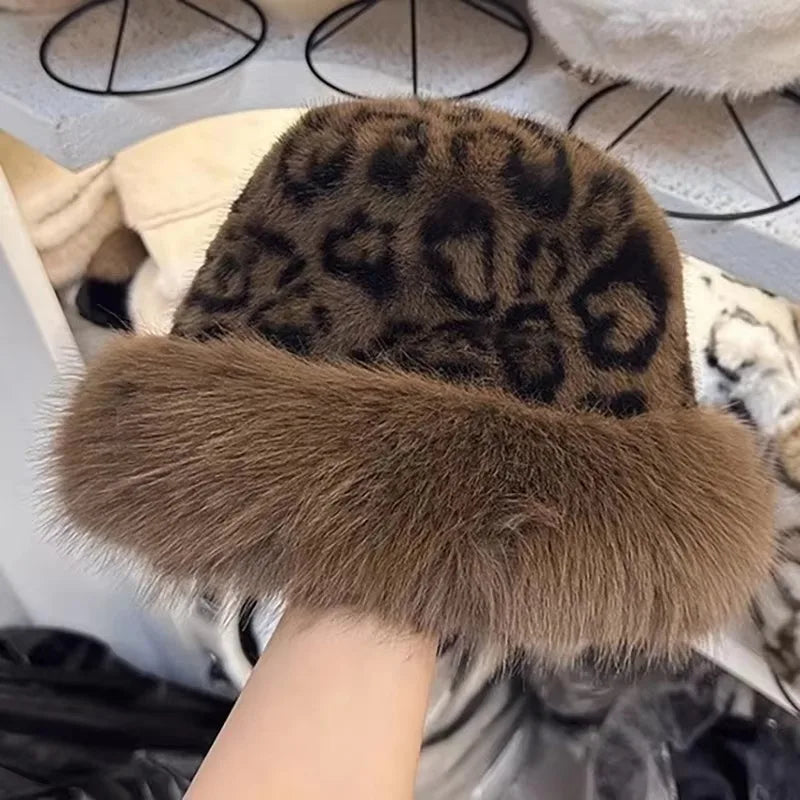Leopard Pattern Hat with Soft Brim for Adults | Ideal for Winter