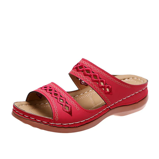Dames Ortopedische Instap Sandalen met Borduursel