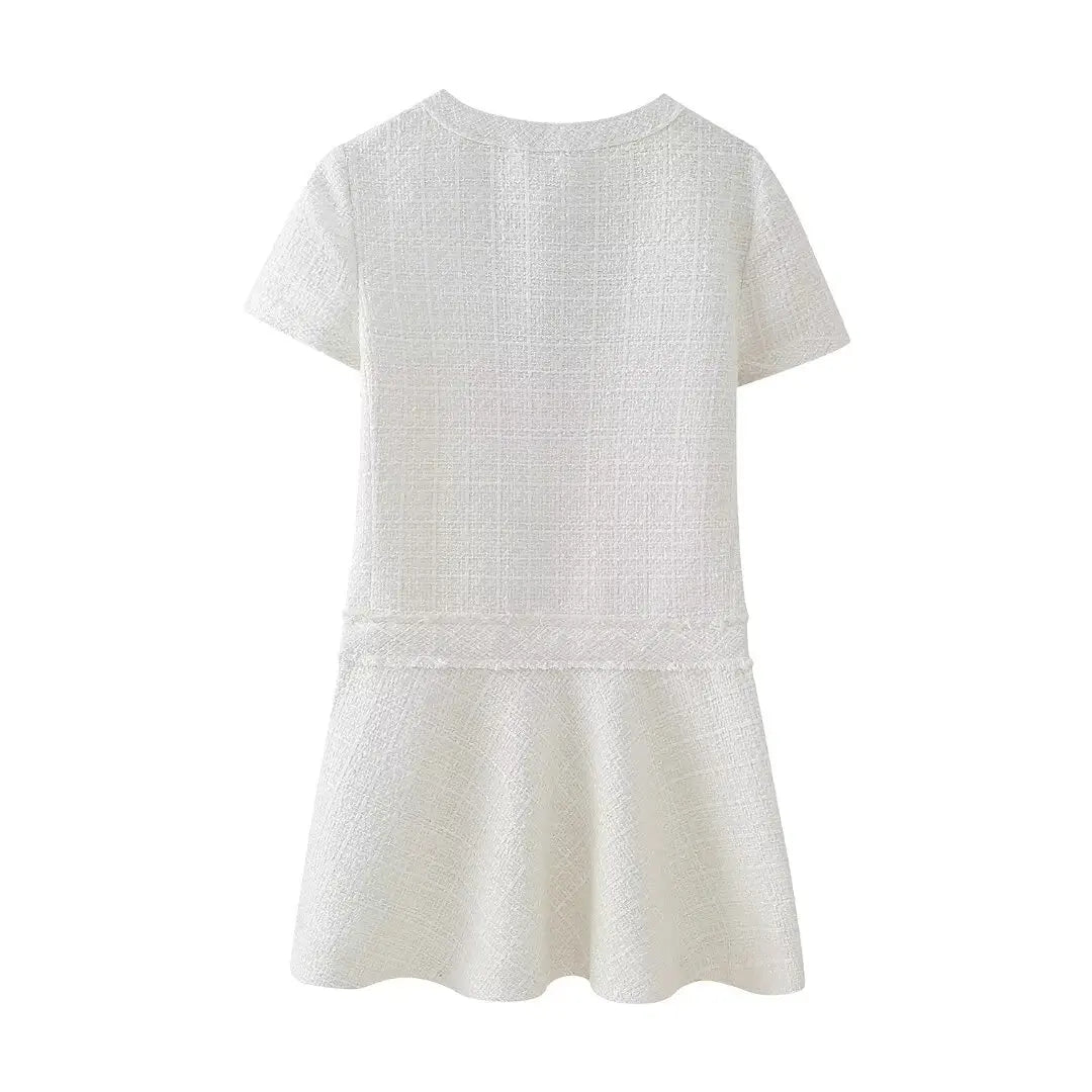 Stylish Tweed Dress with Buttons