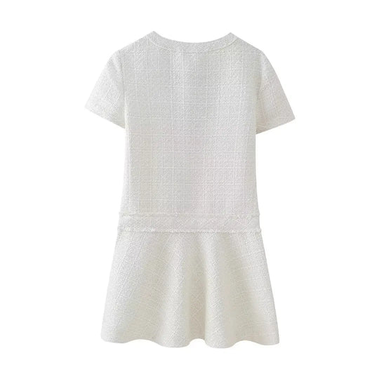 Stylish Tweed Dress with Buttons