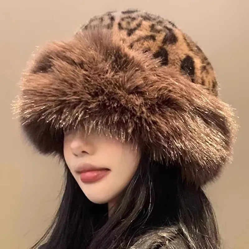 Leopard Pattern Hat with Soft Brim for Adults | Ideal for Winter