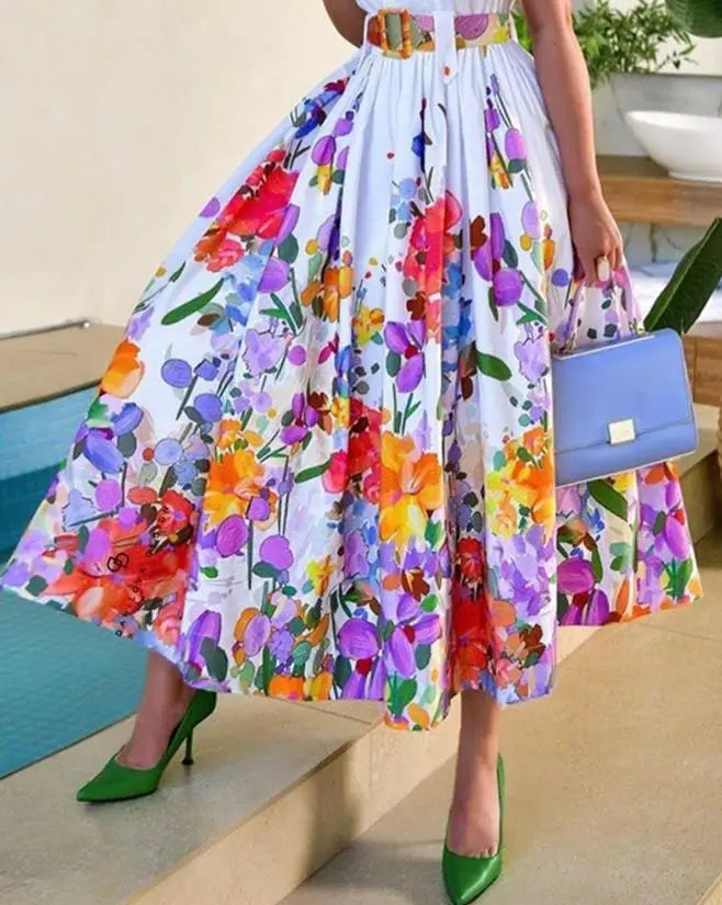 Elegant midi dress with floral pattern