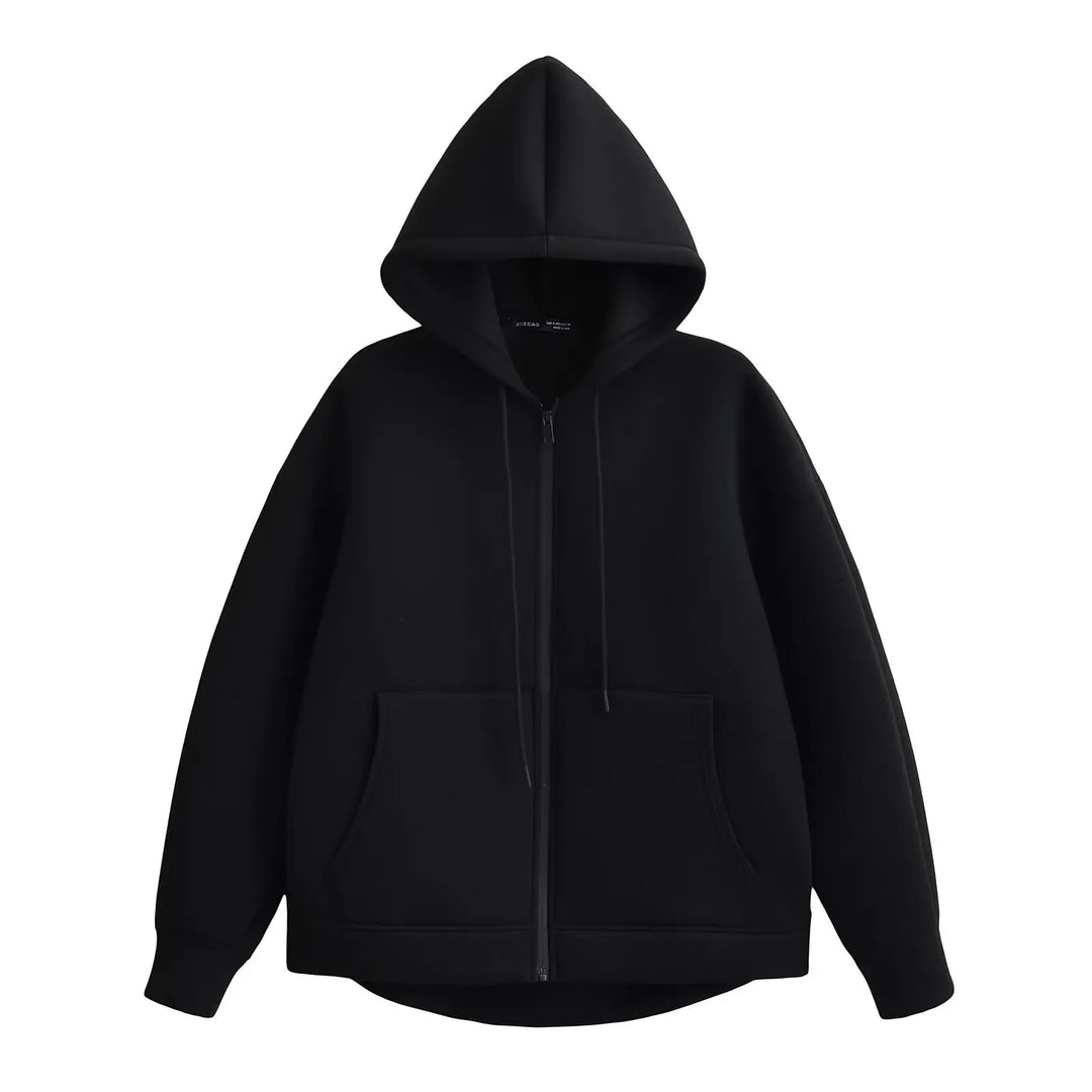 Dames Oversized Zip-Up Hoodie met Trekkoord Capuchon en Zakken