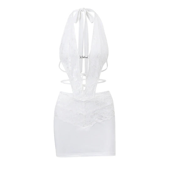 Backless Mini Dress with Cutouts