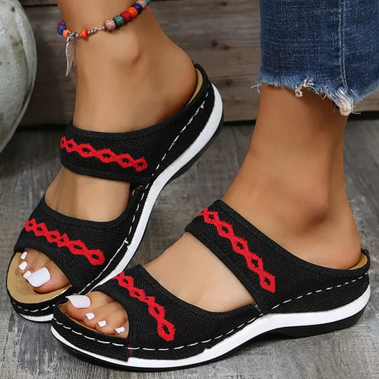 Women's Orthopedic Slip-on Sandals with Embroidery