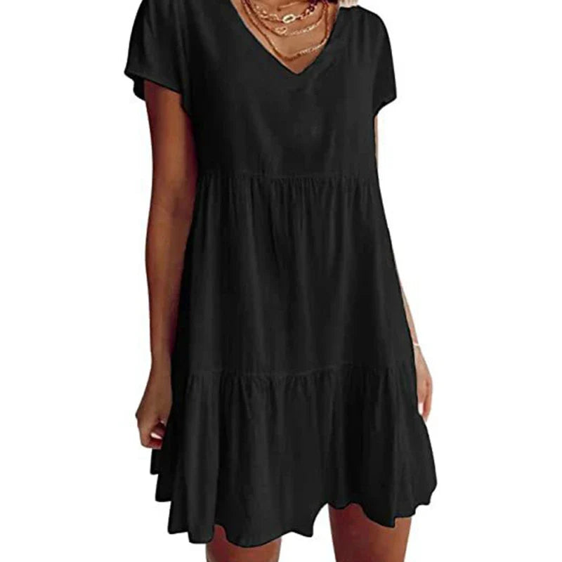 Airy Summer Mini Dress with V-Neck