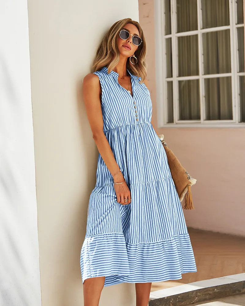 Summer Midi Dress with Stripes