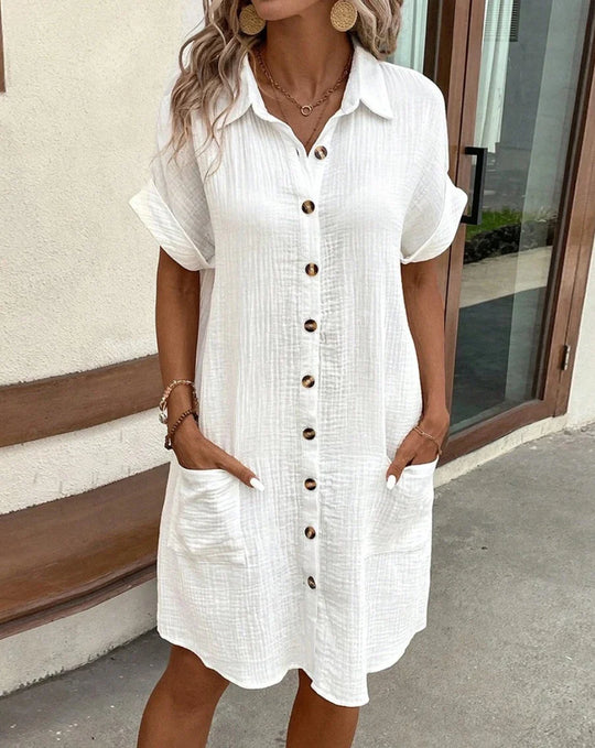 Linen shirt dress with buttons