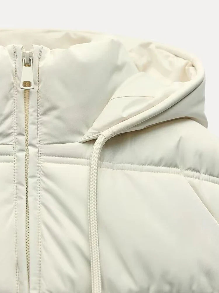 Women's Casual Padded Puffer Jacket with Hood | Lightweight Quilted Winter Coat