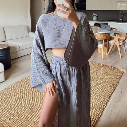 Women | Linen Set | Crop Top | Long Skirt | Stylish | Chic | Trendy