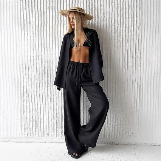 Women's | Linen Set | Long Sleeve Shirt | Long Pants | Stylish | Chic | Comfortable
