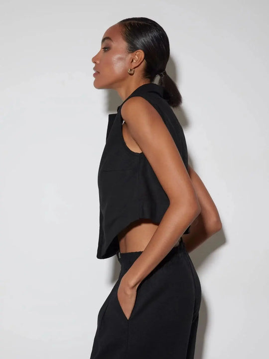 Women | Linen Set | Sleeveless Blazer | Wide Leg Pants | Chic | Elegant | Stylish