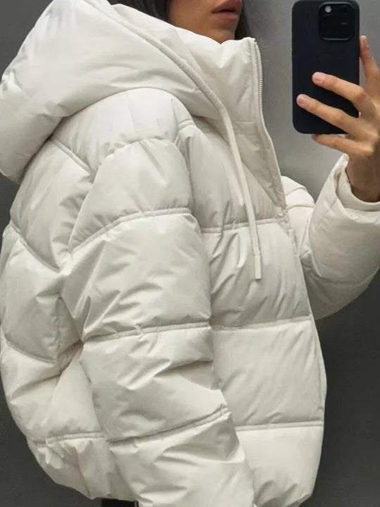 Women's Casual Padded Puffer Jacket with Hood | Lightweight Quilted Winter Coat