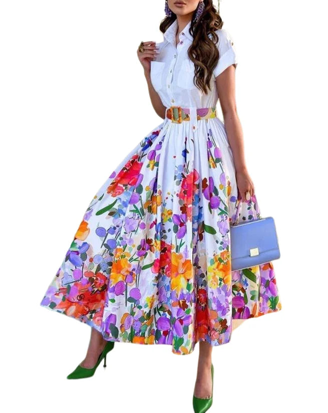 Elegant midi dress with floral pattern