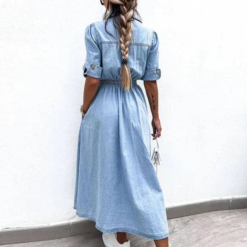 Women's denim dress with buttons and pockets