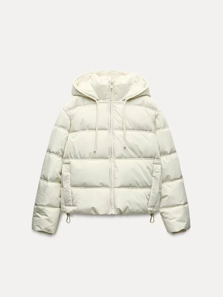 Women's Casual Padded Puffer Jacket with Hood | Lightweight Quilted Winter Coat