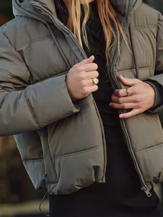 Women's Casual Padded Puffer Jacket with Hood | Lightweight Quilted Winter Coat