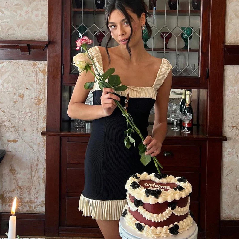 Elegant Mini Dress with Pleated Details