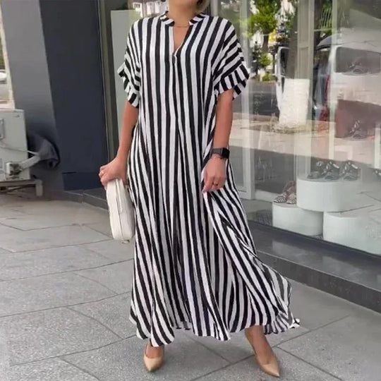 Airy Maxi Dress with Stripes