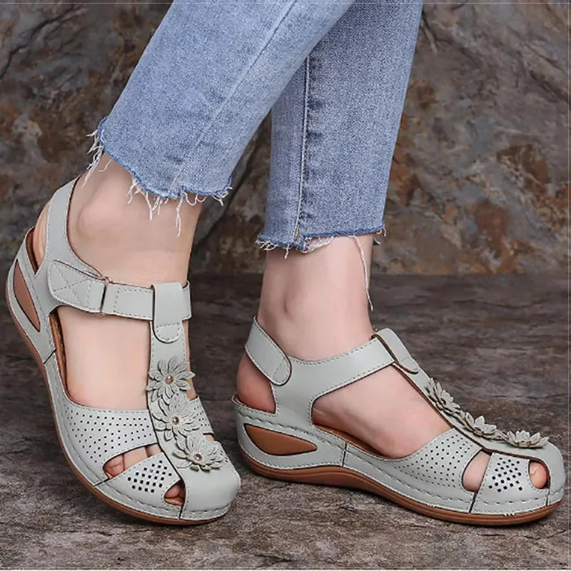 Dames Orthopedische Sandalen met Bloemdecor