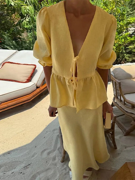 Women's | 2-Piece Set | Blouse | Long Skirt | Elegant | Classic | Feminine