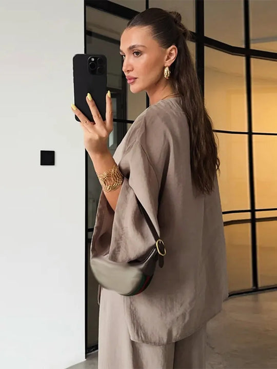 Women's | Linen Set | Long Sleeve Shirt | Long Pants | Stylish | Chic | Comfortable