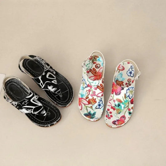 Women's Orthopedic Sandals with Flower Pattern