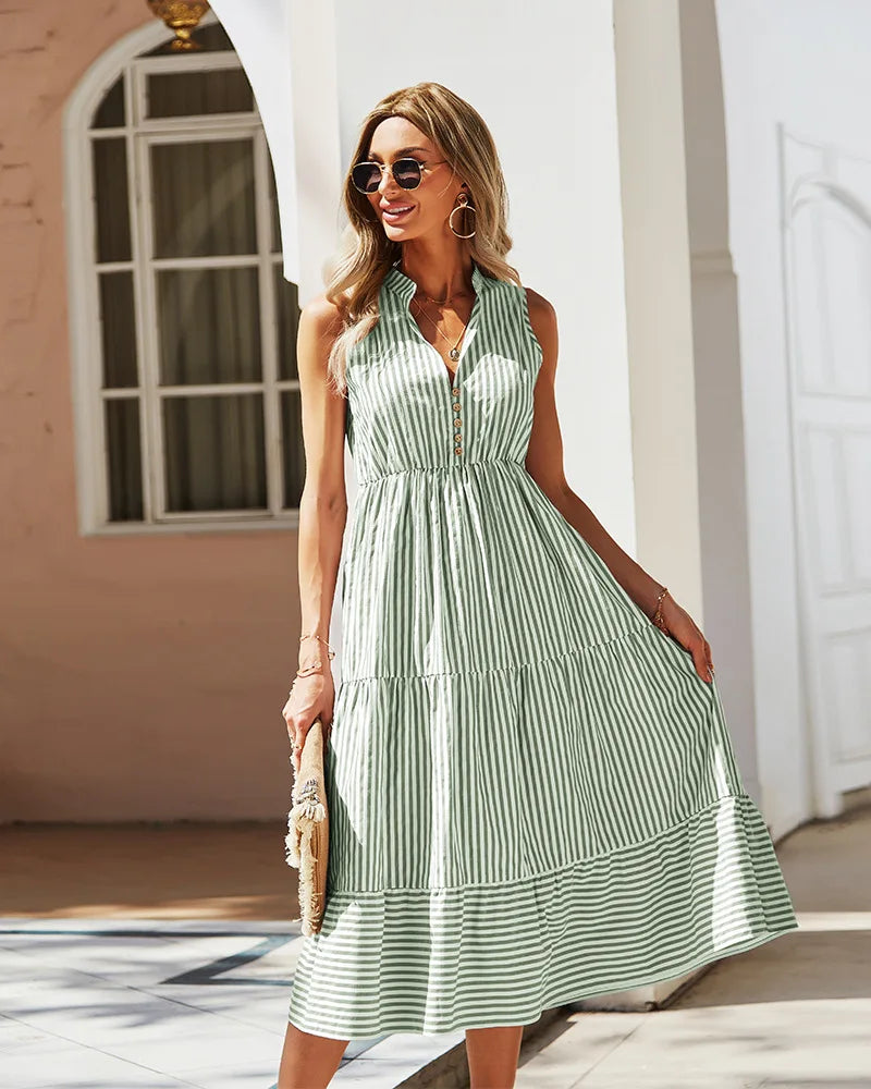 Summer Midi Dress with Stripes