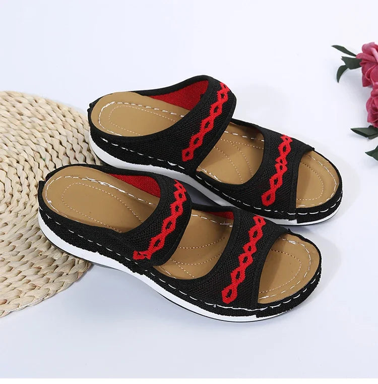 Women's Orthopedic Slip-on Sandals with Embroidery