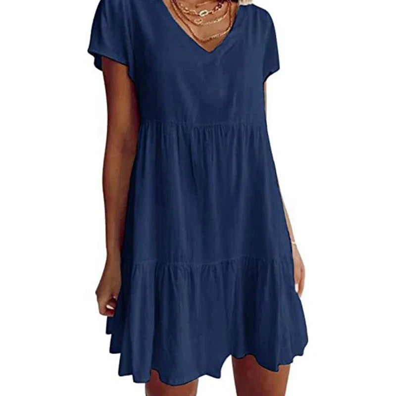 Airy Summer Mini Dress with V-Neck