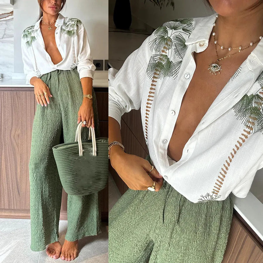 Callie | Casual Summer Set | Loose Pants | White Blouse | Fashionable | Comfortable