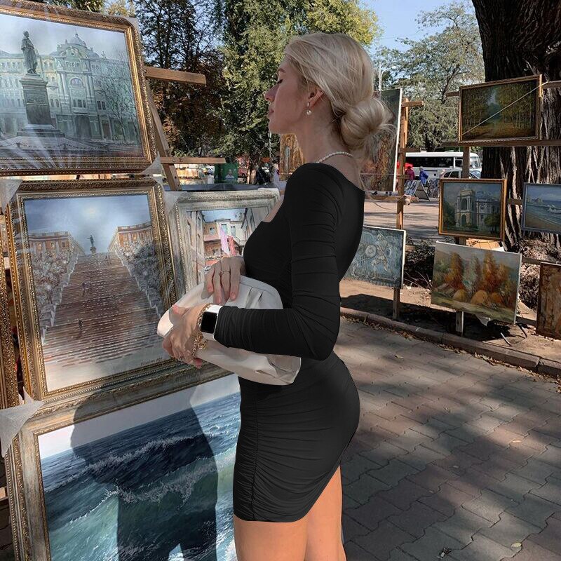 Rit jurk met lange mouwen