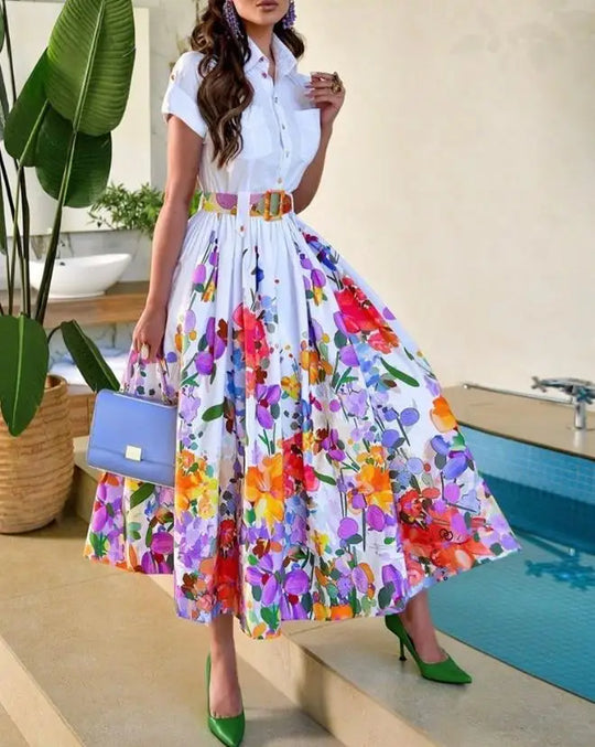 Elegant midi dress with floral pattern