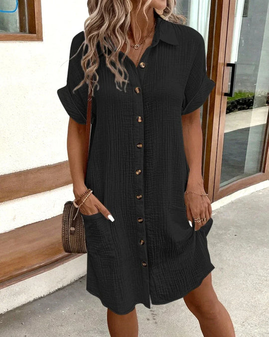 Linen shirt dress with buttons