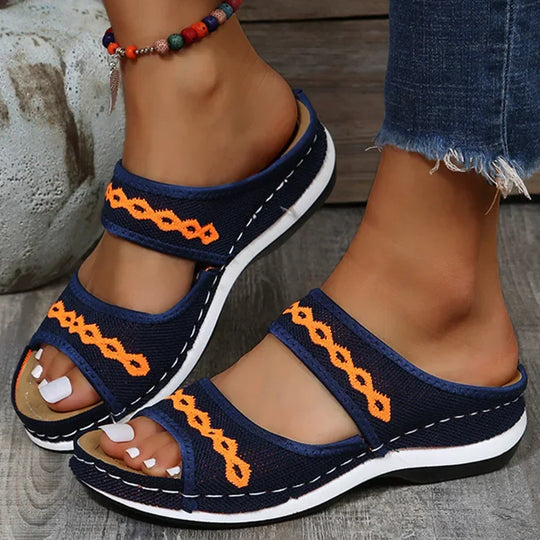Women's Orthopedic Slip-on Sandals with Embroidery