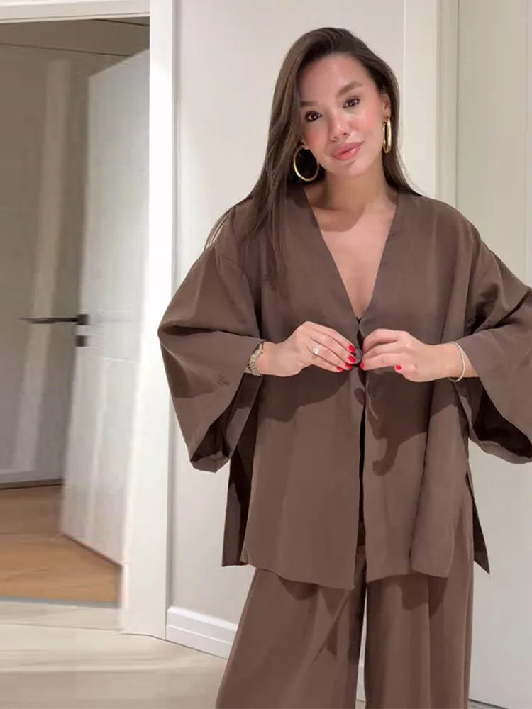 Women's | Linen Set | Long Sleeve Shirt | Long Pants | Stylish | Chic | Comfortable