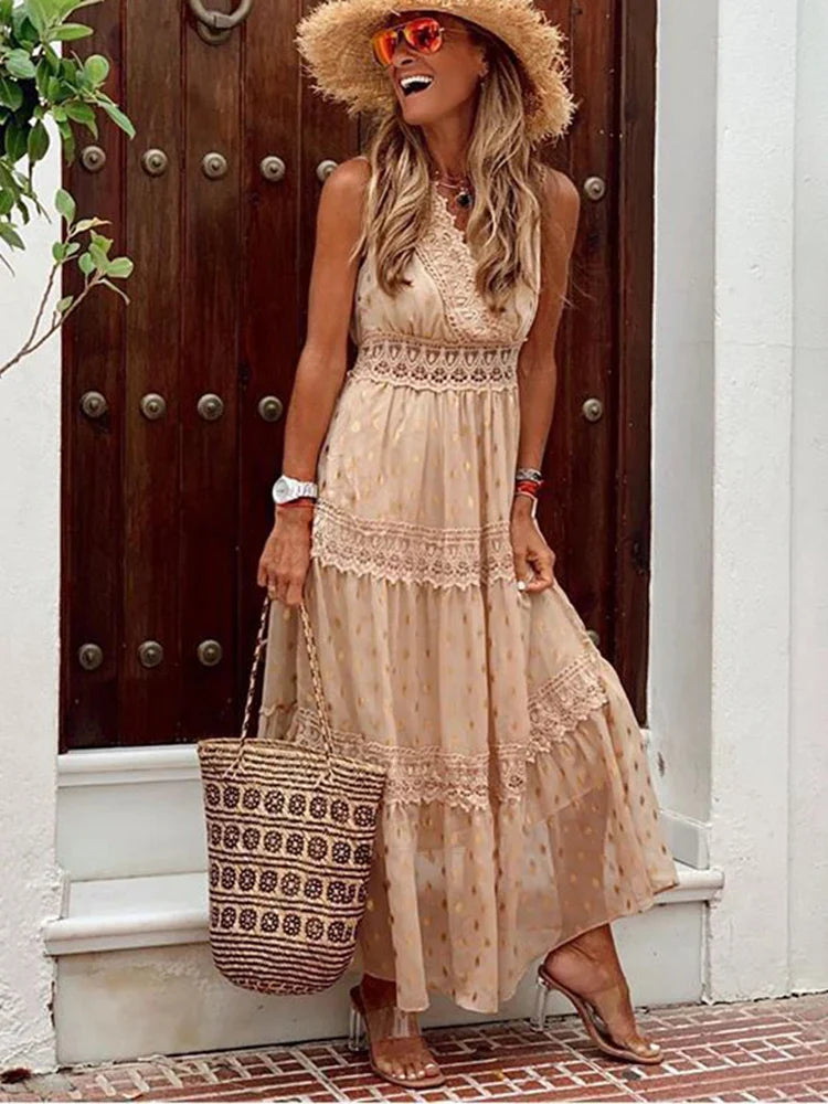 Summer Maxi Dress with Lace Details