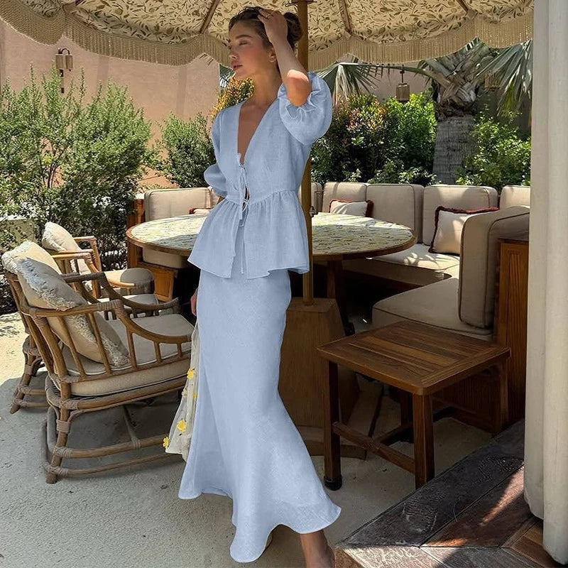 Women's | 2-Piece Set | Blouse | Long Skirt | Elegant | Classic | Feminine