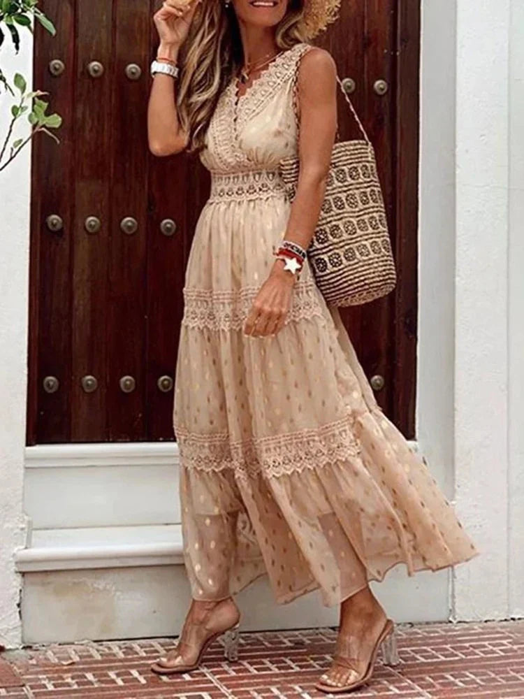 Summer Maxi Dress with Lace Details