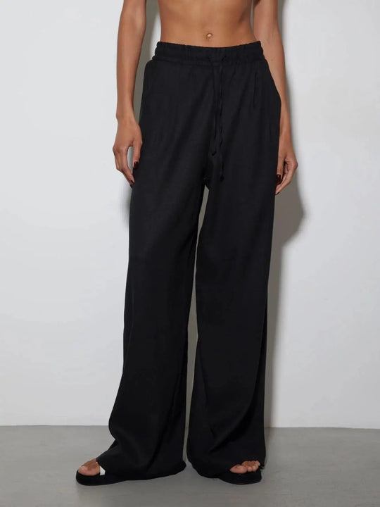 Women | Linen Set | Sleeveless Blazer | Wide Leg Pants | Chic | Elegant | Stylish