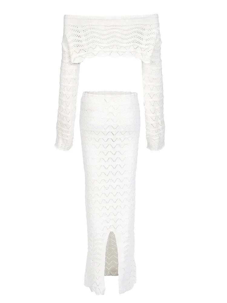 Aleia | Schattige Set | Gevlochten Details | Lange Rok | Crop Top | Modieus