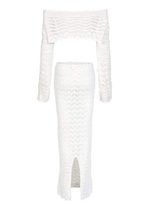 Aleia | Schattige Set | Gevlochten Details | Lange Rok | Crop Top | Modieus